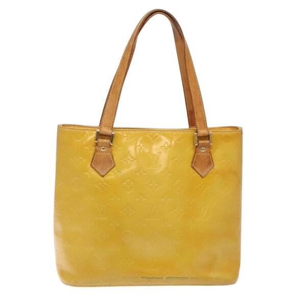 LOUIS VUITTON Monogram Vernis Houston Hand Bag Lime Yellow M91055 - Picture 3 of 13